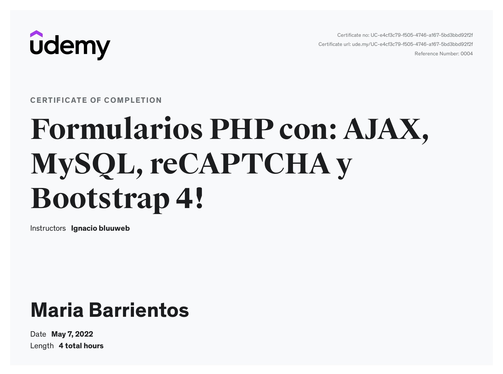 Formularios PHP con: AJAX, MySQL, reCAPTCHA y Bootstrap 4